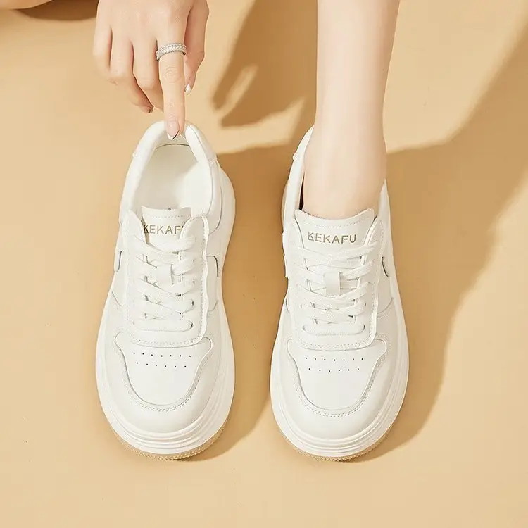 Women White Casual Sneakers with Red Laces - Image 5