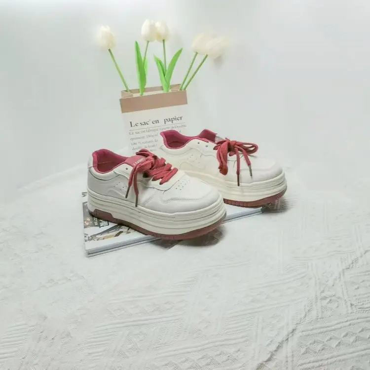 Women White Casual Sneakers with Red Laces — feature 14