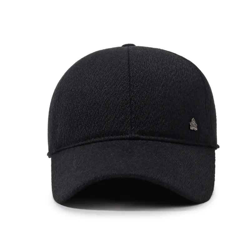 Men's Black Velvet Winter Cap with Ear Protection