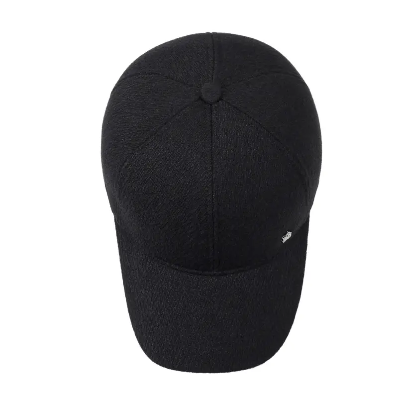 Men's Black Velvet Winter Cap with Ear Protection