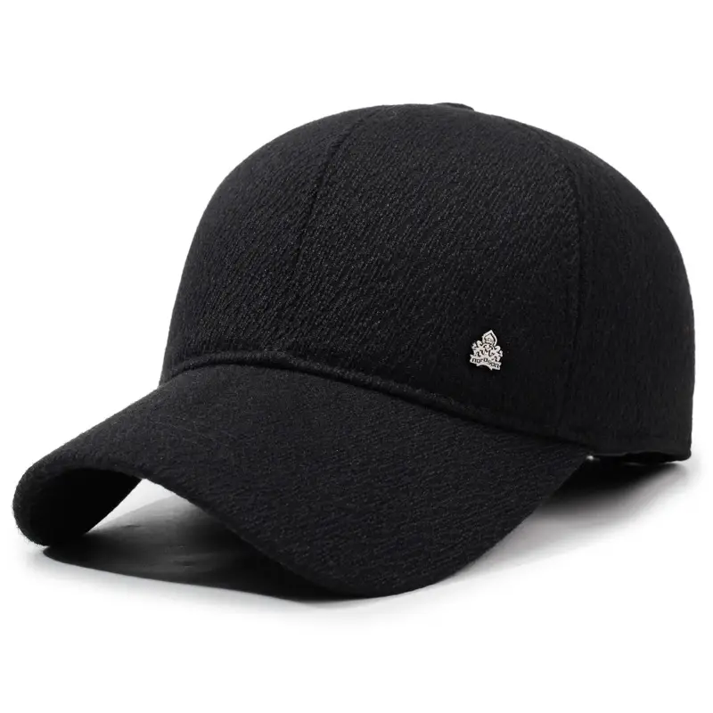 Men's Black Velvet Winter Cap with Ear Protection