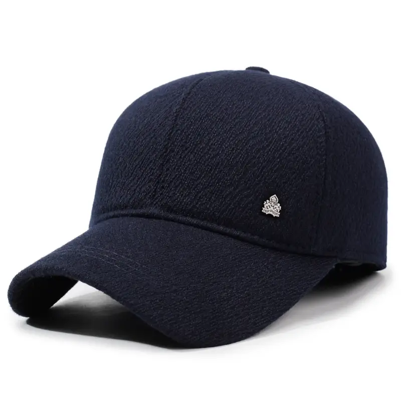Men's Black Velvet Winter Cap with Ear Protection
