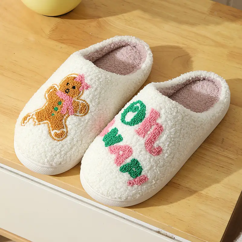 Cross-Border New Home Cute Cartoon Christmas Series Gingerbread Man Winter Cotton Slippers for Men and Women Couples Warm Slippers - Image 3
