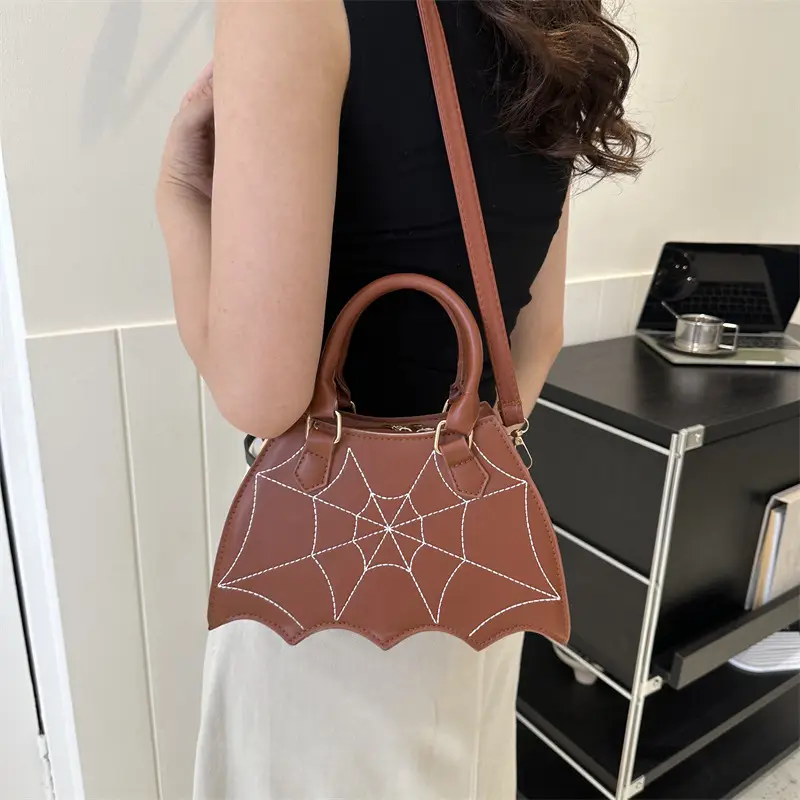 Women's Spiderweb Design Shoulder Bag White - Image 9
