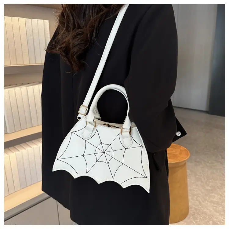 Women's Spiderweb Design Shoulder Bag White — feature 19
