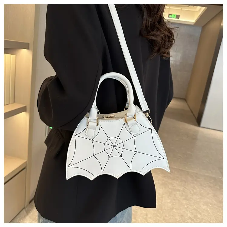 Women's Spiderweb Design Shoulder Bag White — feature 20
