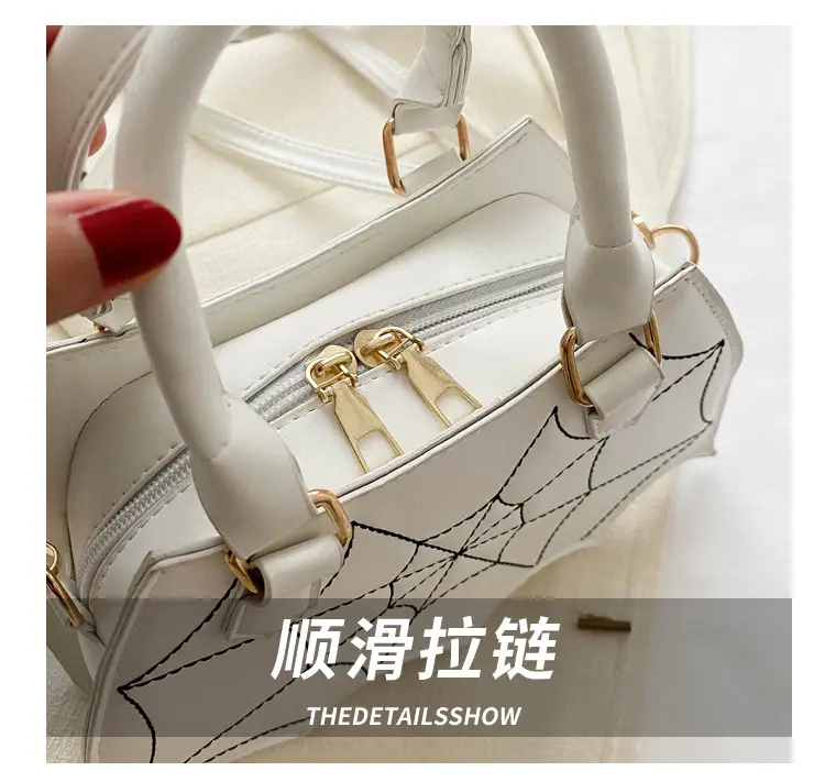 Women's Spiderweb Design Shoulder Bag White — feature 3