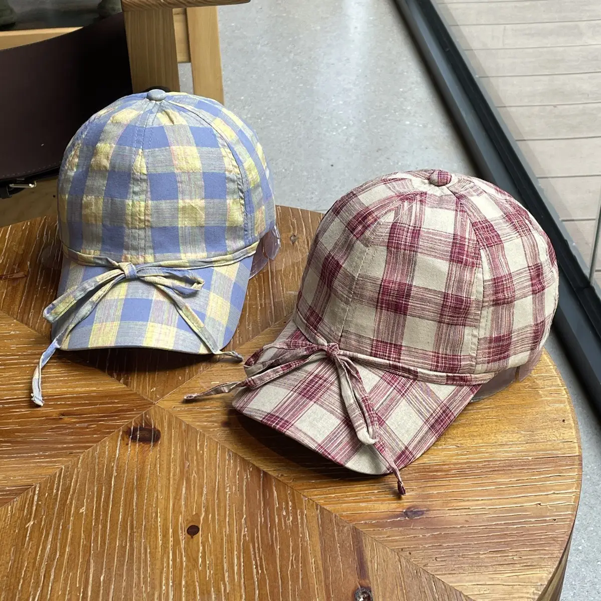 2026 Plaid Bow Baseball Cap for Women Large Soft Cotton