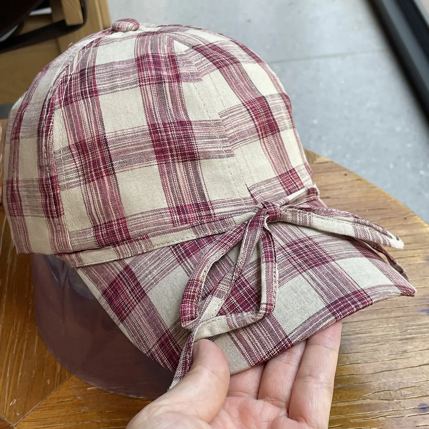 2026 Plaid Bow Baseball Cap for Women Large Soft Cotton — feature 12