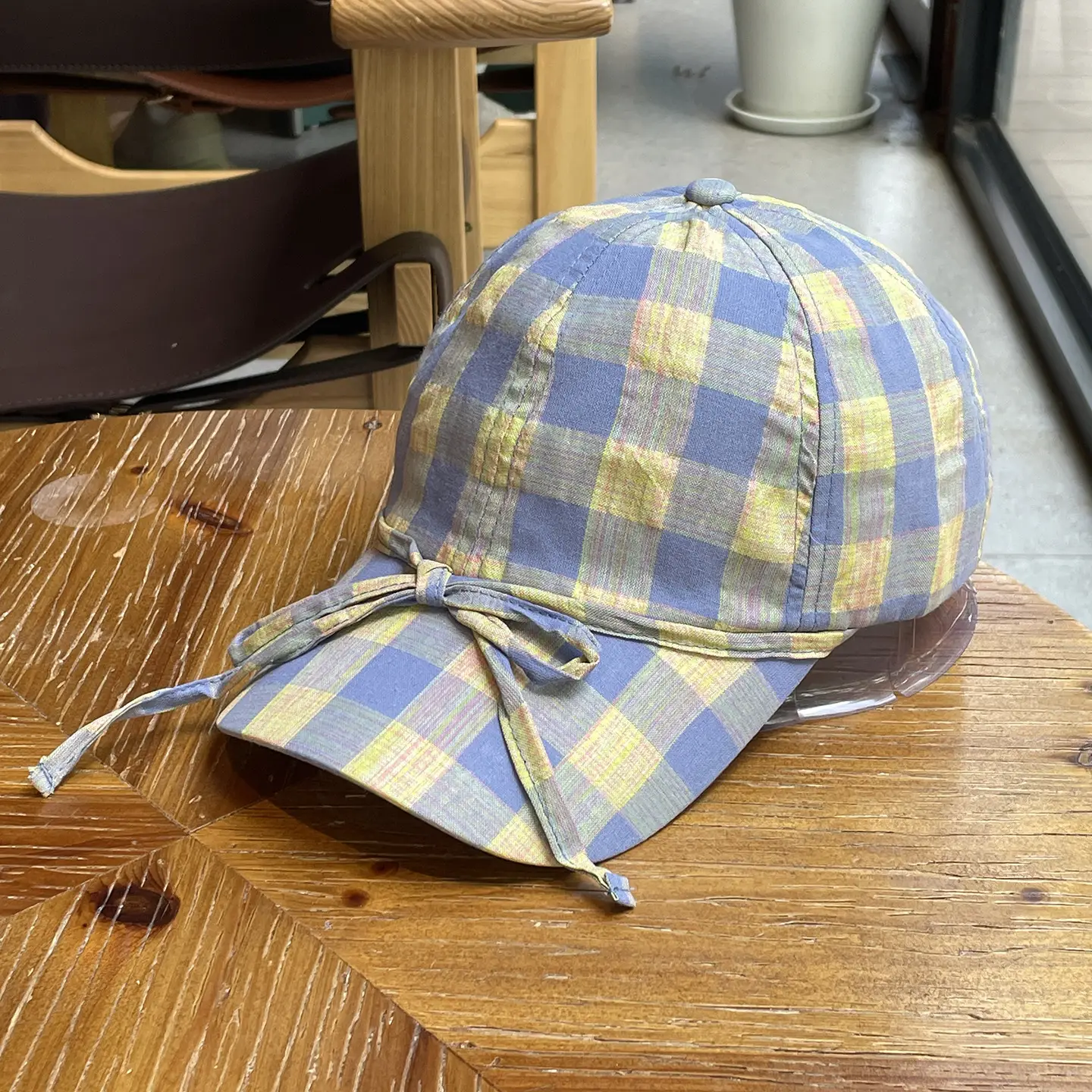 2026 Plaid Bow Baseball Cap for Women Large Soft Cotton — feature 24