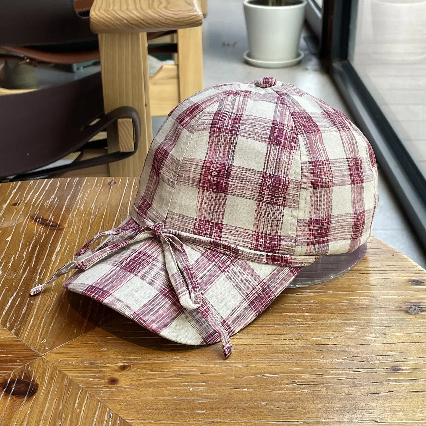 2026 Plaid Bow Baseball Cap for Women Large Soft Cotton — feature 25