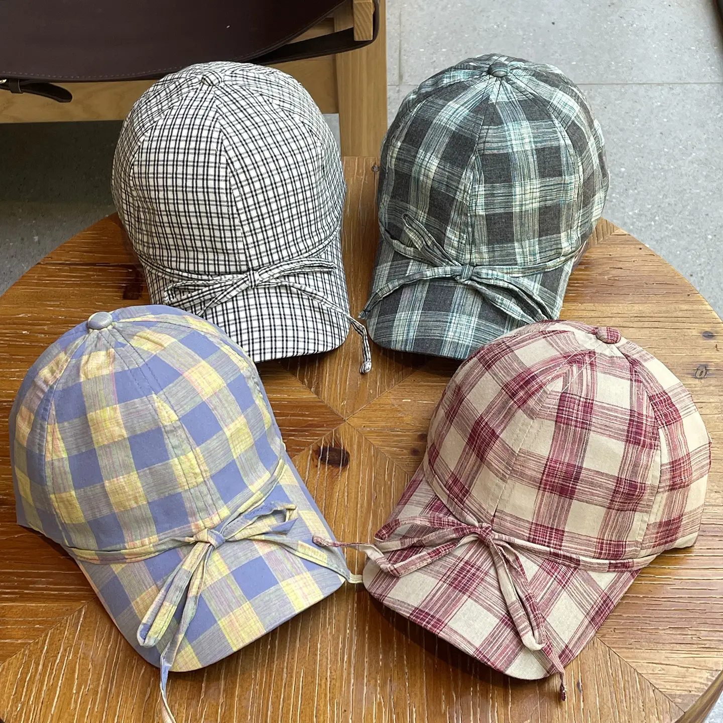 2026 Plaid Bow Baseball Cap for Women Large Soft Cotton — feature 3