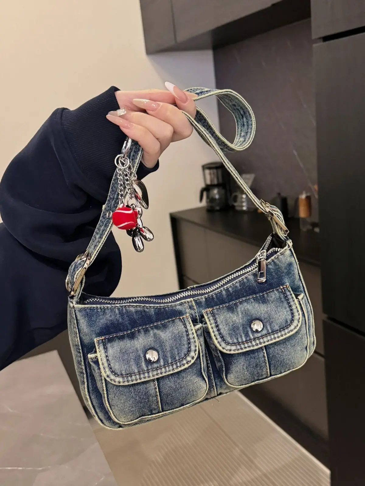Women's Denim Crossbody Bag Large Capacity Shoulder Bag - Image 3