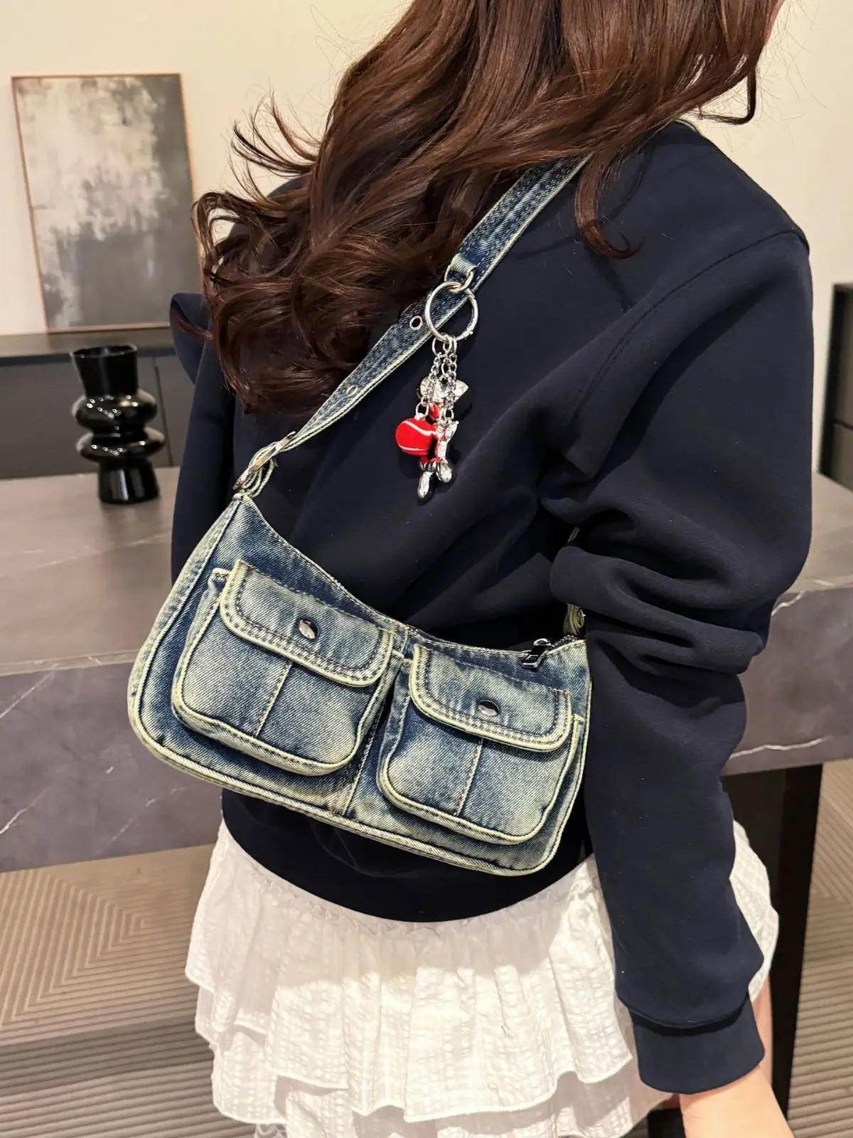 Women's Denim Crossbody Bag Large Capacity Shoulder Bag - Image 5