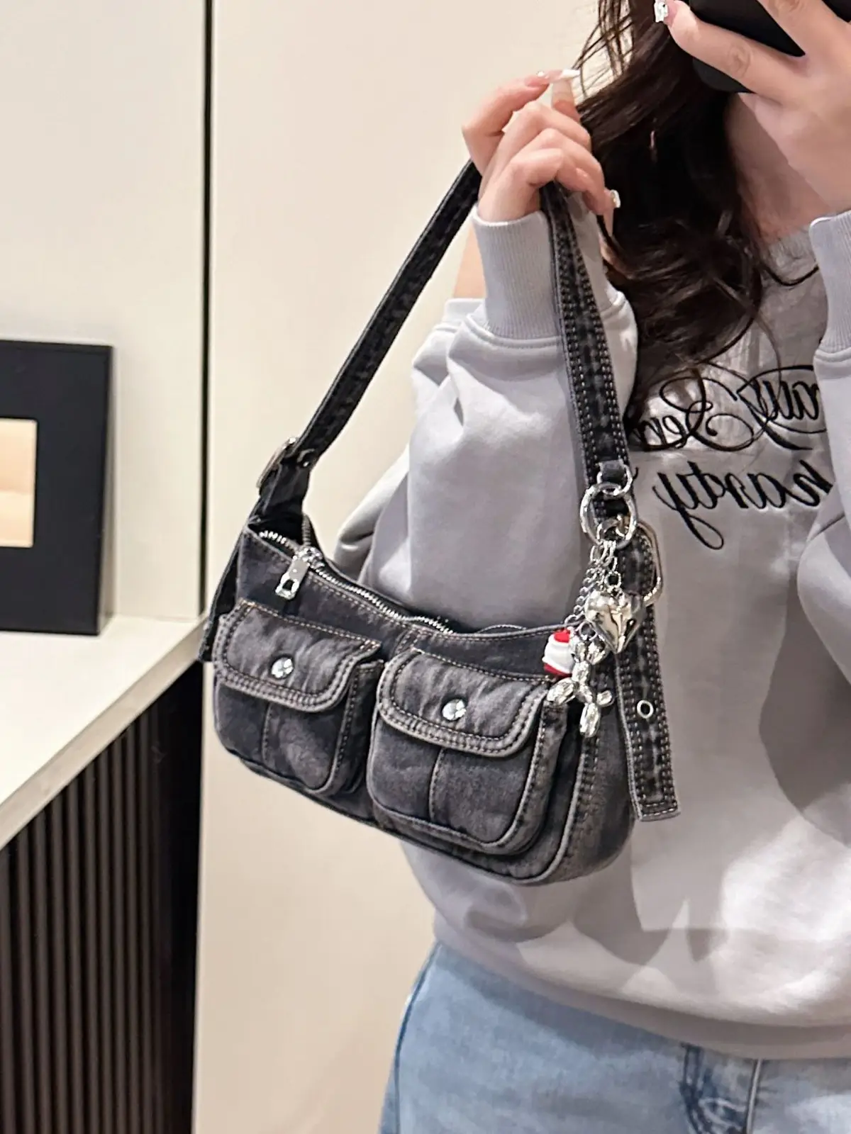 Women's Denim Crossbody Bag Large Capacity Shoulder Bag - Image 6