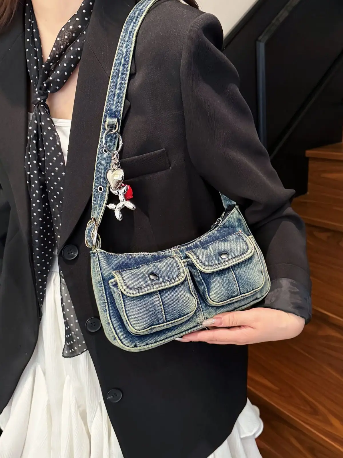 Women's Denim Crossbody Bag Large Capacity Shoulder Bag - Image 7