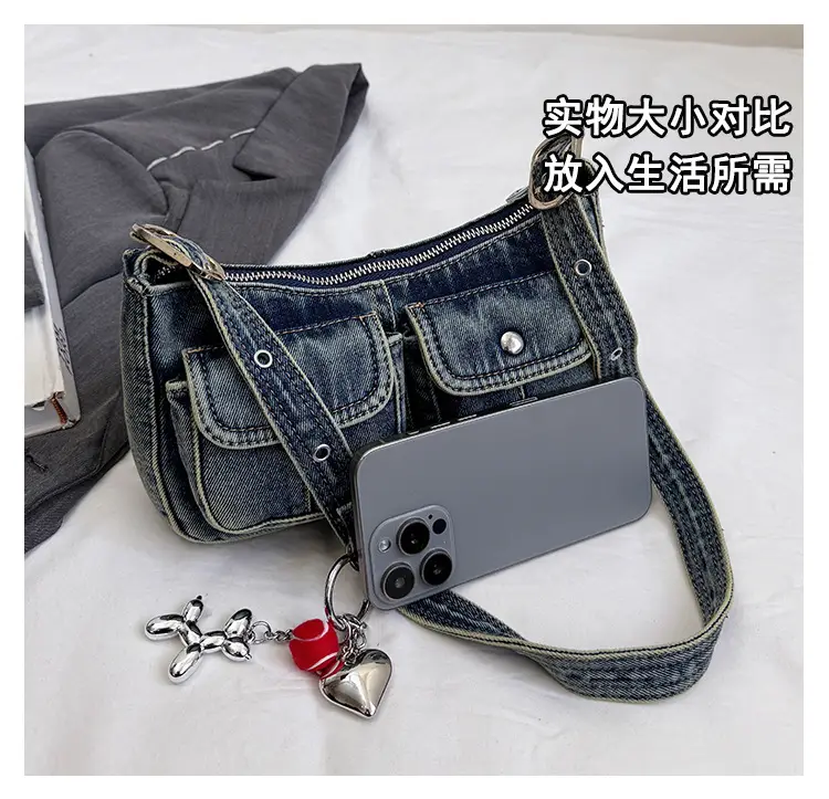 Women's Denim Crossbody Bag Large Capacity Shoulder Bag — feature 10