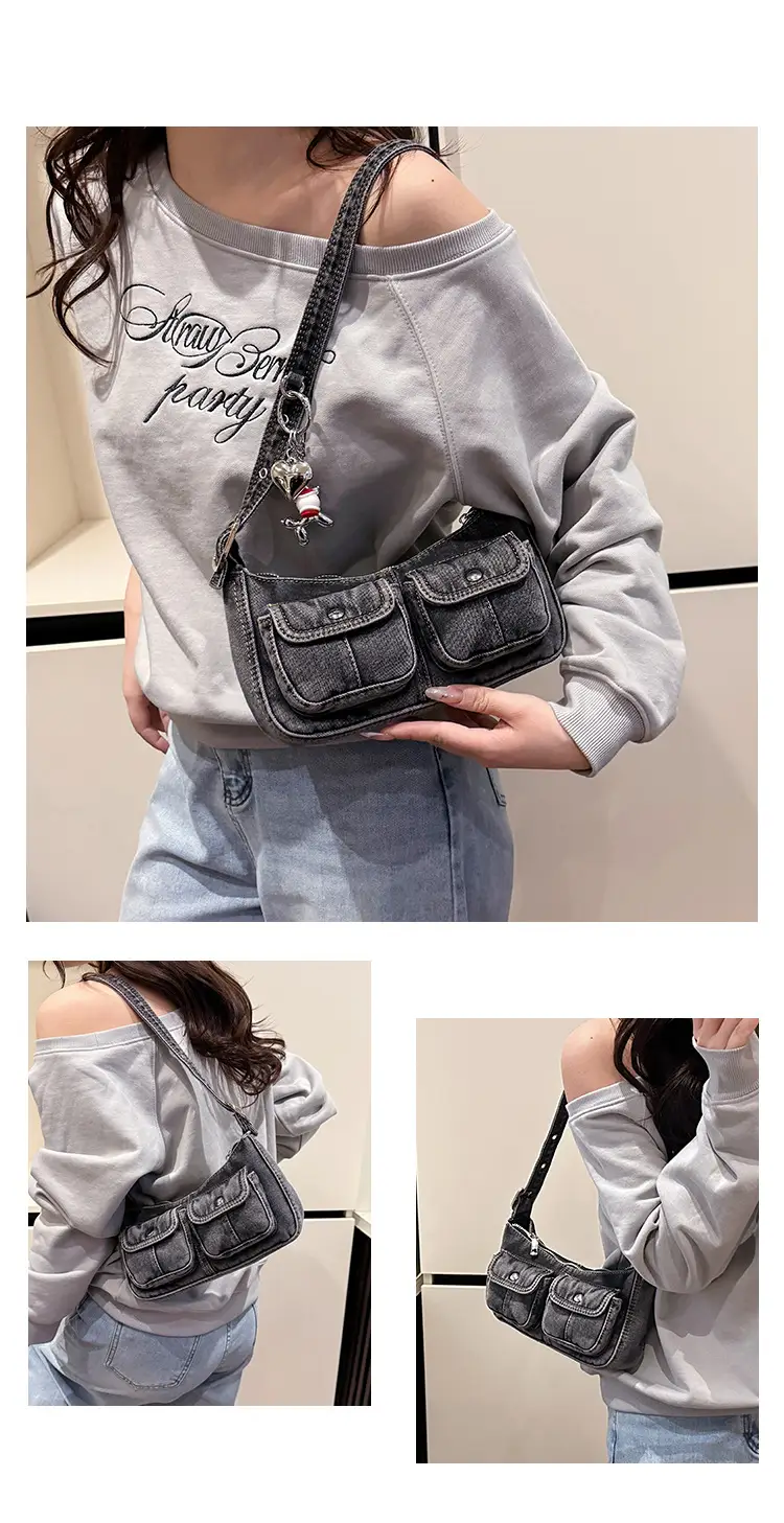 Women's Denim Crossbody Bag Large Capacity Shoulder Bag — feature 16