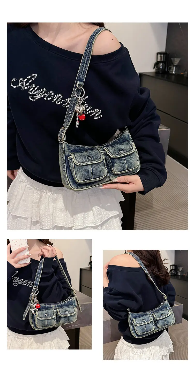 Women's Denim Crossbody Bag Large Capacity Shoulder Bag — feature 17