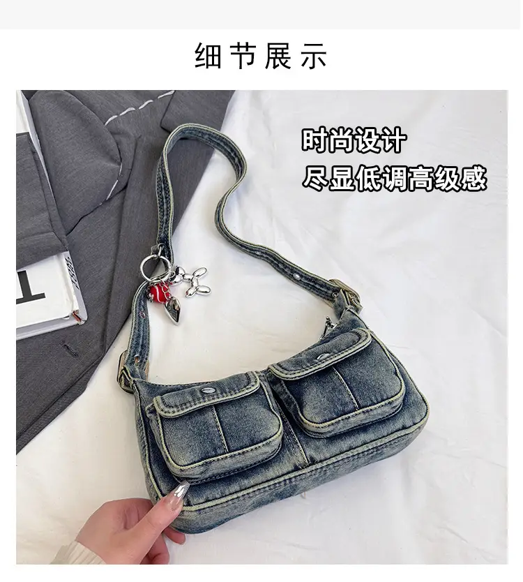 Women's Denim Crossbody Bag Large Capacity Shoulder Bag — feature 8