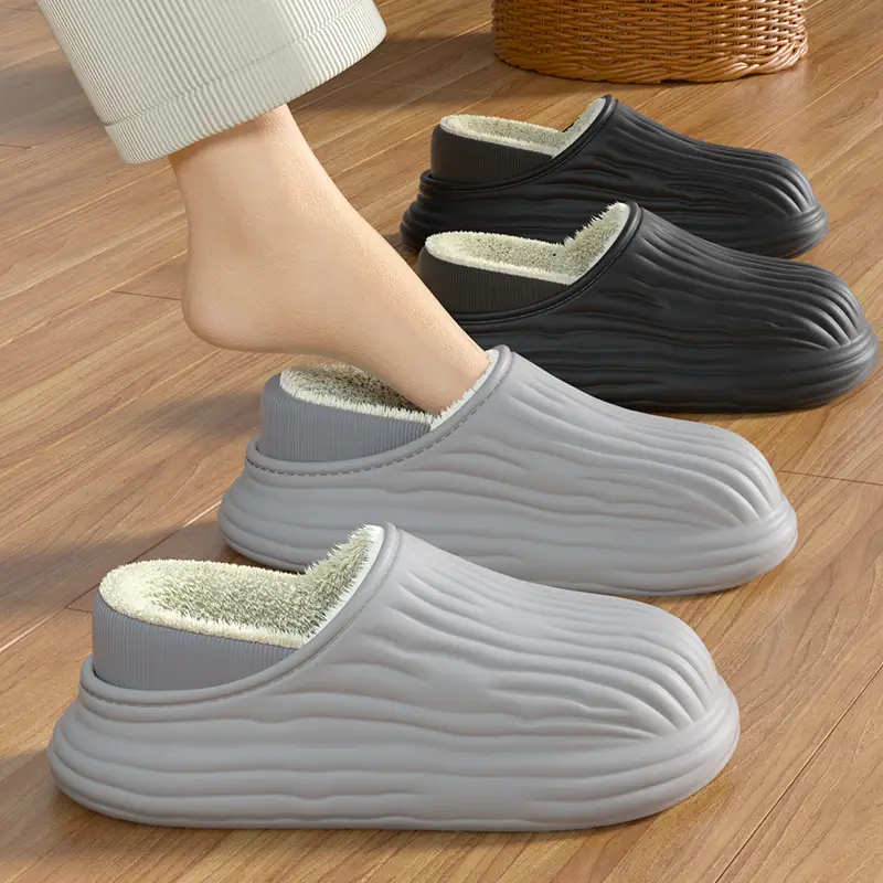 Bitter Melon Cotton Slippers for Home Autumn and Winter Indoor Warm Eva Thick-Soled Closed-Back Maternity Shoes Wholesale - Image 8
