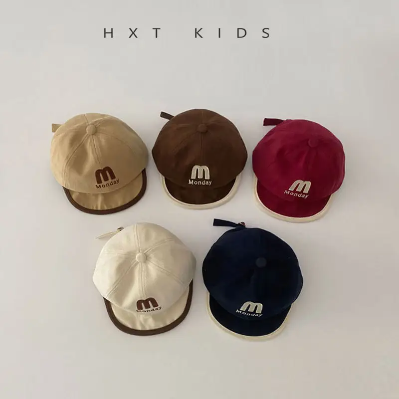 Baby Cap with M Logo Beige Duckbill Hat - Image 9