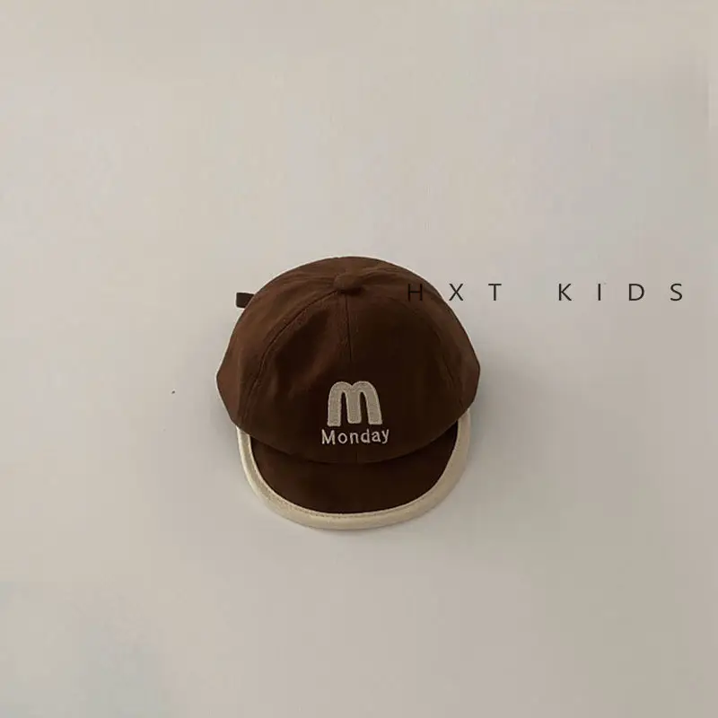 Baby Cap with M Logo Beige Duckbill Hat - Image 3