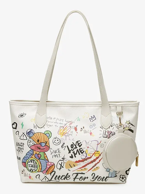 Women's Blue Graffiti Shoulder Bag 2025