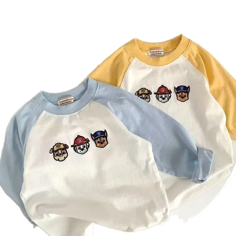 Boys Cotton Raglan T-Shirt Yellow White Cartoon Print