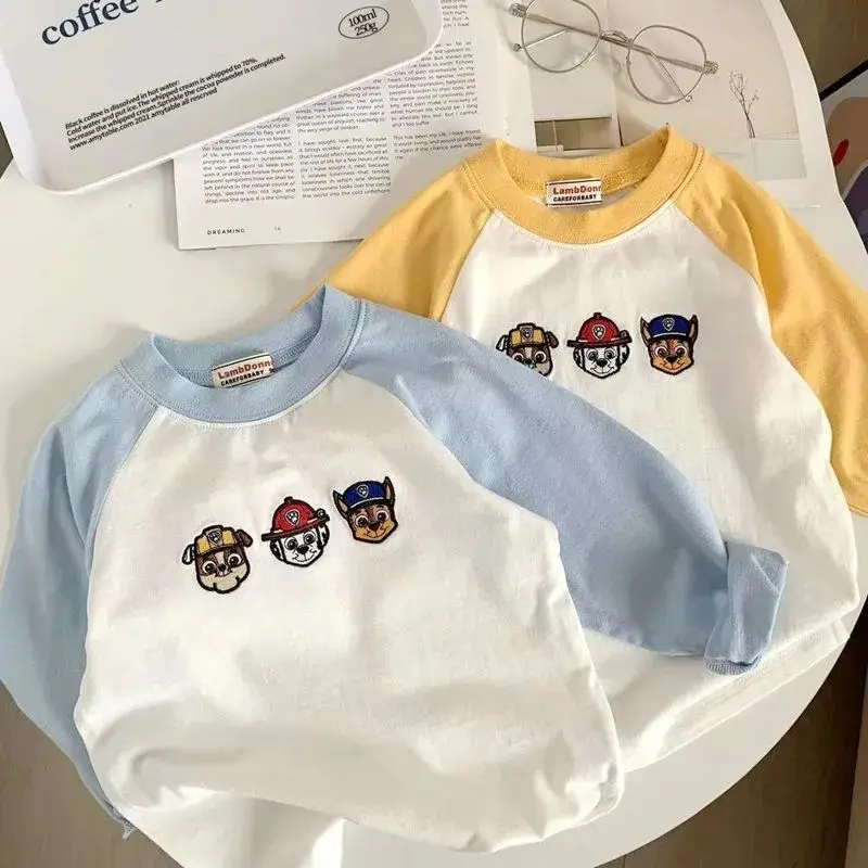Boys Cotton Raglan T-Shirt Yellow White Cartoon Print — feature 2