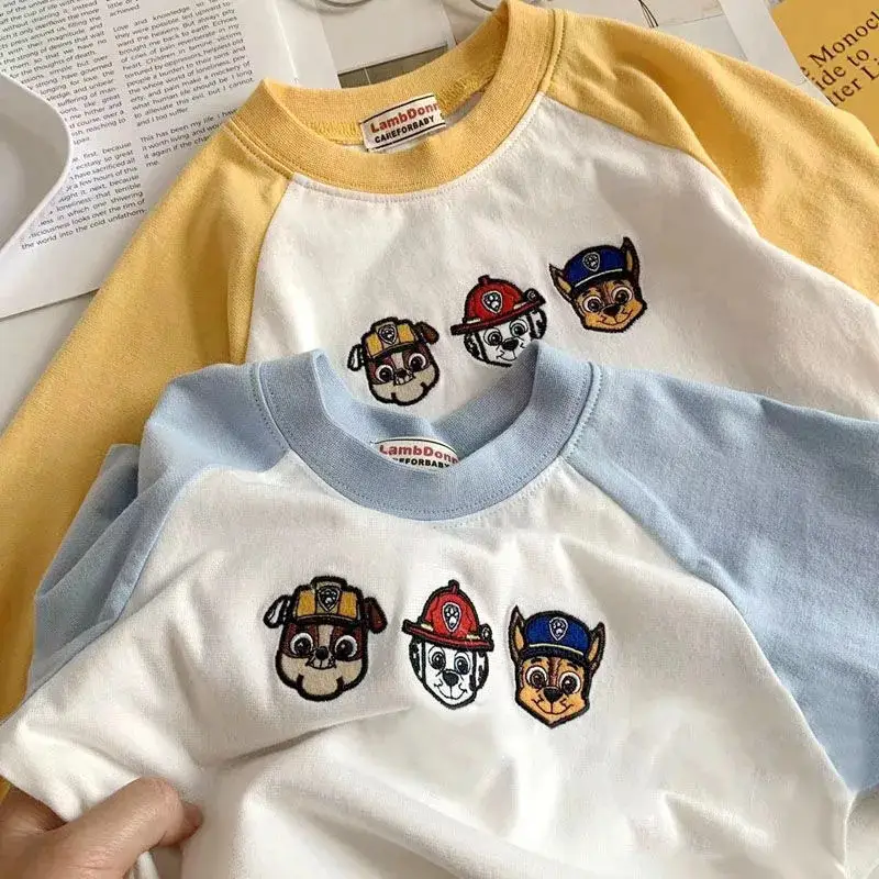 Boys Cotton Raglan T-Shirt Yellow White Cartoon Print — feature 6