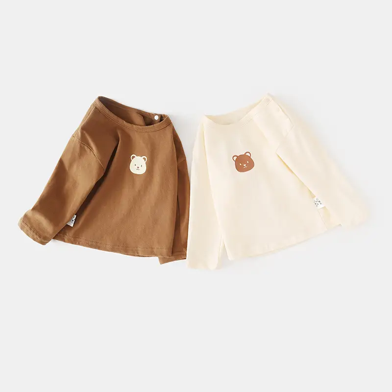 Jingqi Baby Long Sleeve T-Shirt Brown Cream Bear Print - Image 4