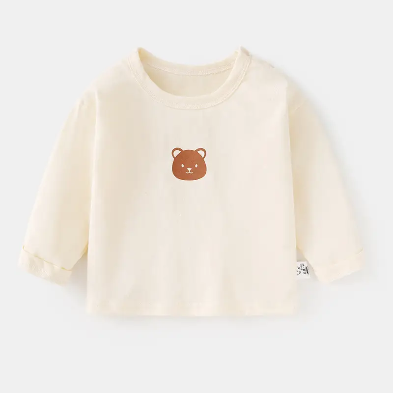 Jingqi Baby Long Sleeve T-Shirt Brown Cream Bear Print - Image 5