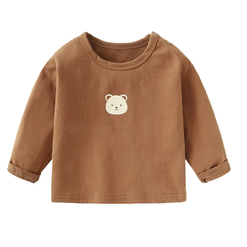 Jingqi Baby Long Sleeve T-Shirt Brown Cream Bear Print - Image 7