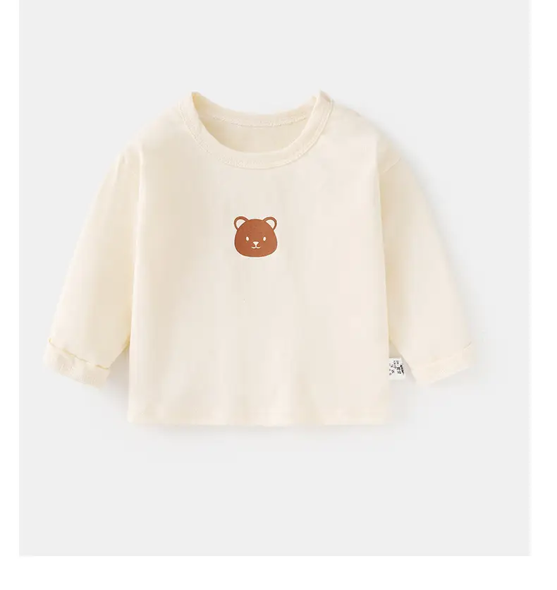 Jingqi Baby Long Sleeve T-Shirt Brown Cream Bear Print — feature 8