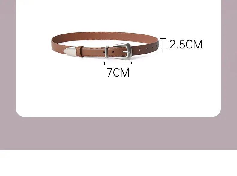 Women's Brown Genuine Leather Belt with Silver Buckle — feature 3
