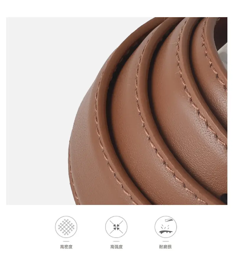 Women's Brown Genuine Leather Belt with Silver Buckle — feature 5