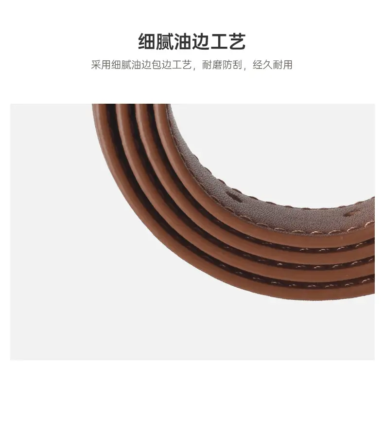 Women's Brown Genuine Leather Belt with Silver Buckle — feature 7