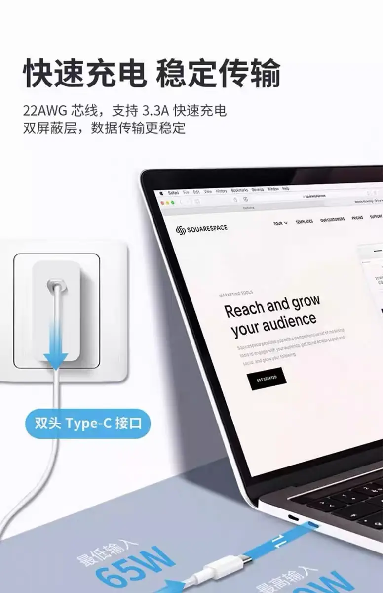 Worle 65W Fast Charger Set for Apple, Huawei, Lenovo Tablets and Laptops, Gallium Nitride — feature 7