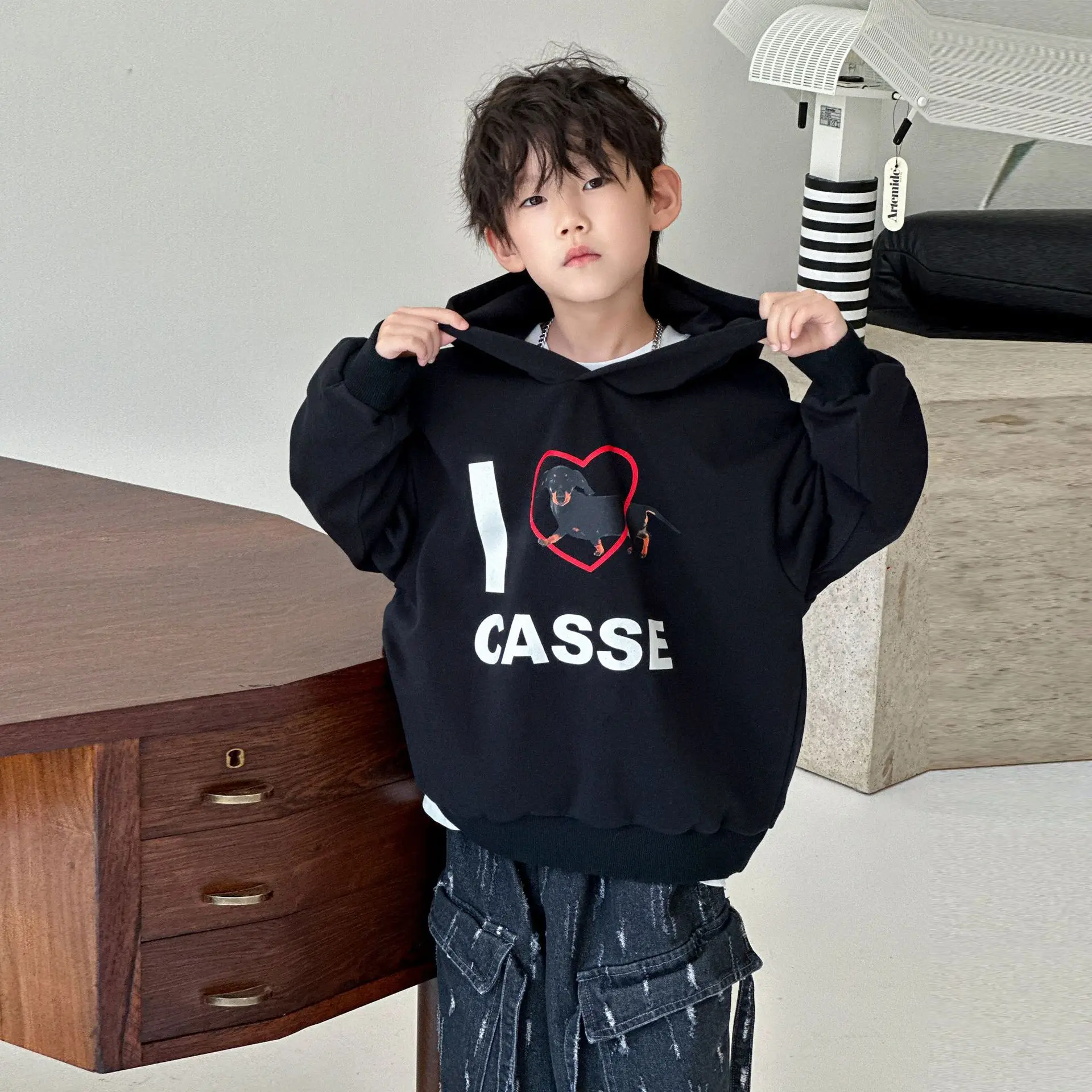 Boys Hoodie Sweatshirt Set Maroon 2025 Spring Fall — feature 5
