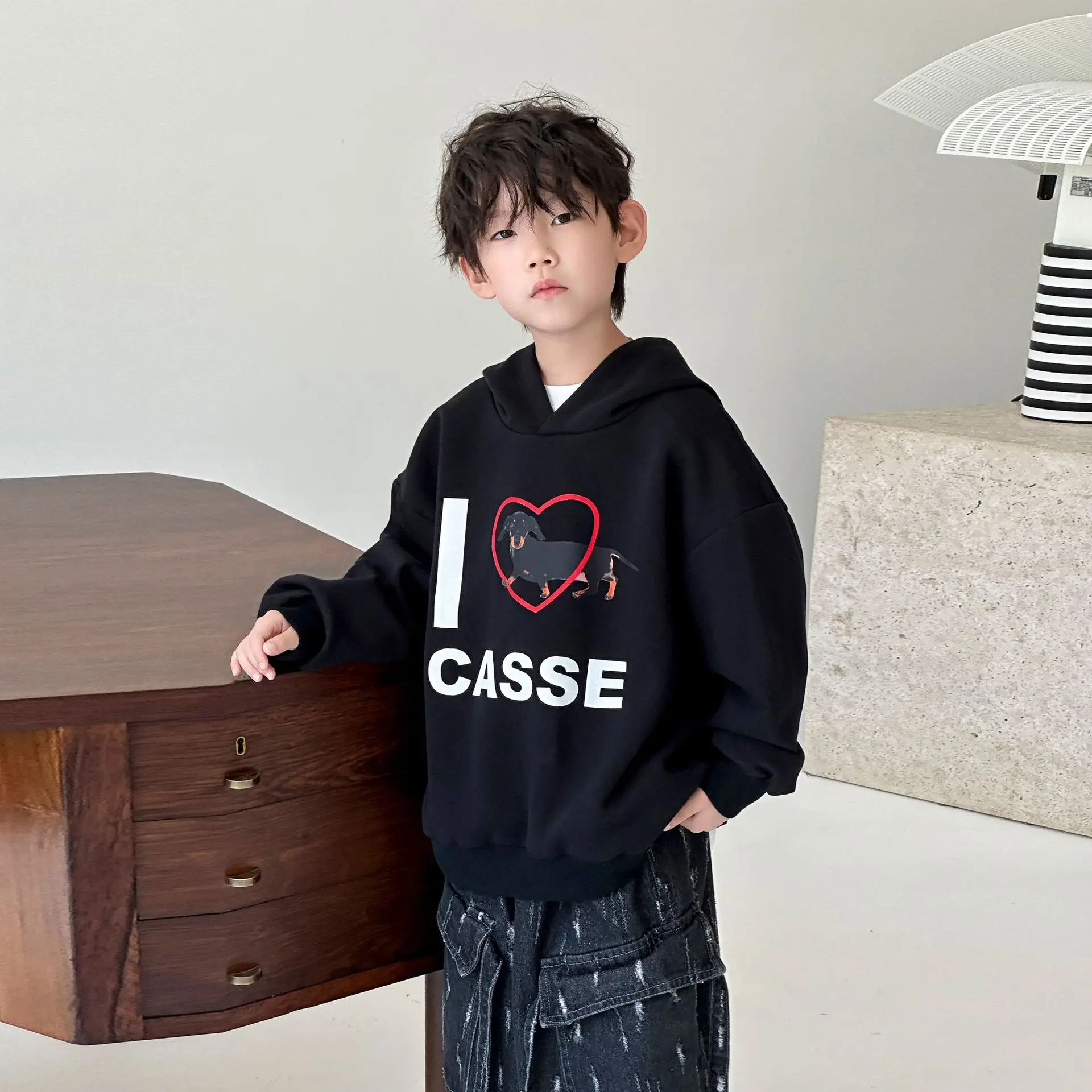 Boys Hoodie Sweatshirt Set Maroon 2025 Spring Fall — feature 6