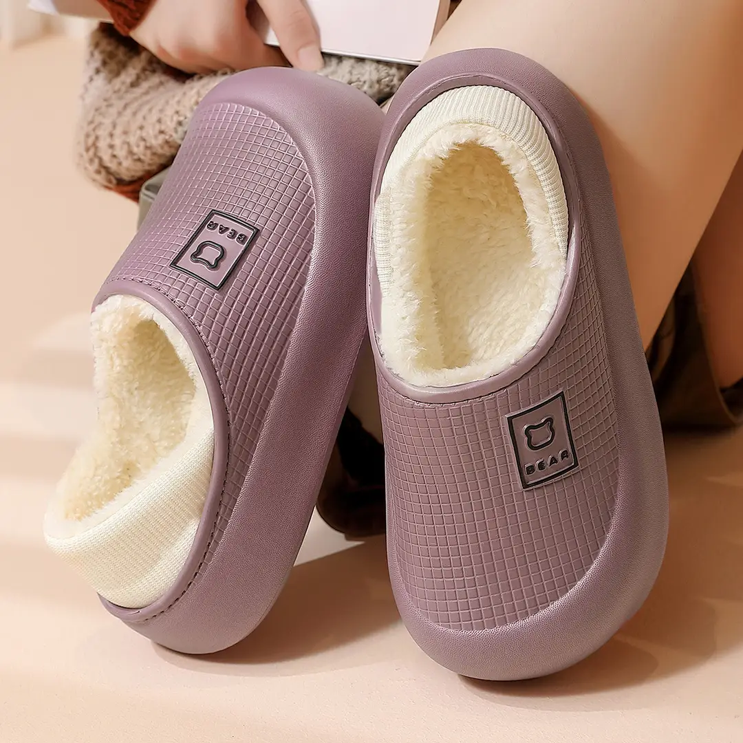 Cotton Slippers for Women and Men in Autumn and Winter New Style Indoor Home Eva Thick Sole Fleece-Lined Warm Outer Wear Cotton Slippers Wholesale