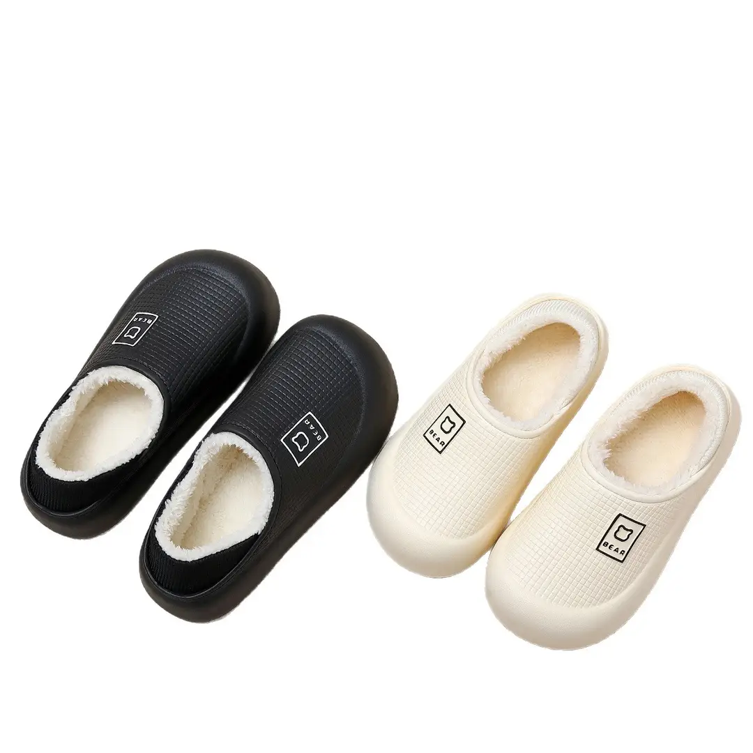 Cotton Slippers for Women and Men in Autumn and Winter New Style Indoor Home Eva Thick Sole Fleece-Lined Warm Outer Wear Cotton Slippers Wholesale