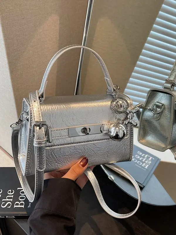 Women's Pink Leather Shoulder Crossbody Bag 2026 - Image 8