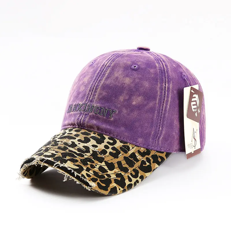 Leopard Print Cap for Women with Letter Embroidery