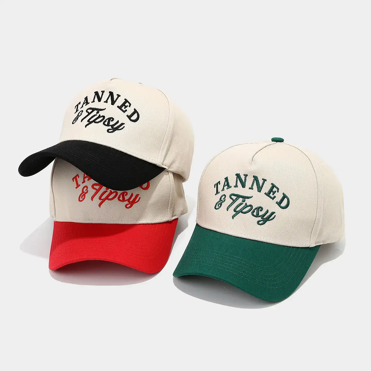 Tanned & Tipsy Red White Cap for Men Women