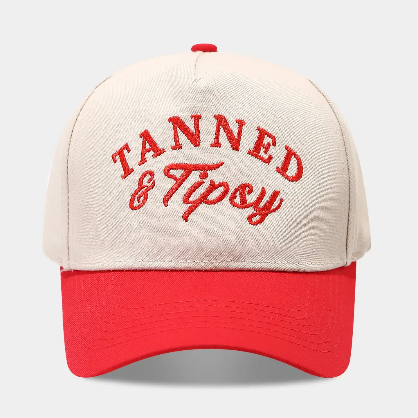 Tanned & Tipsy Red White Cap for Men Women