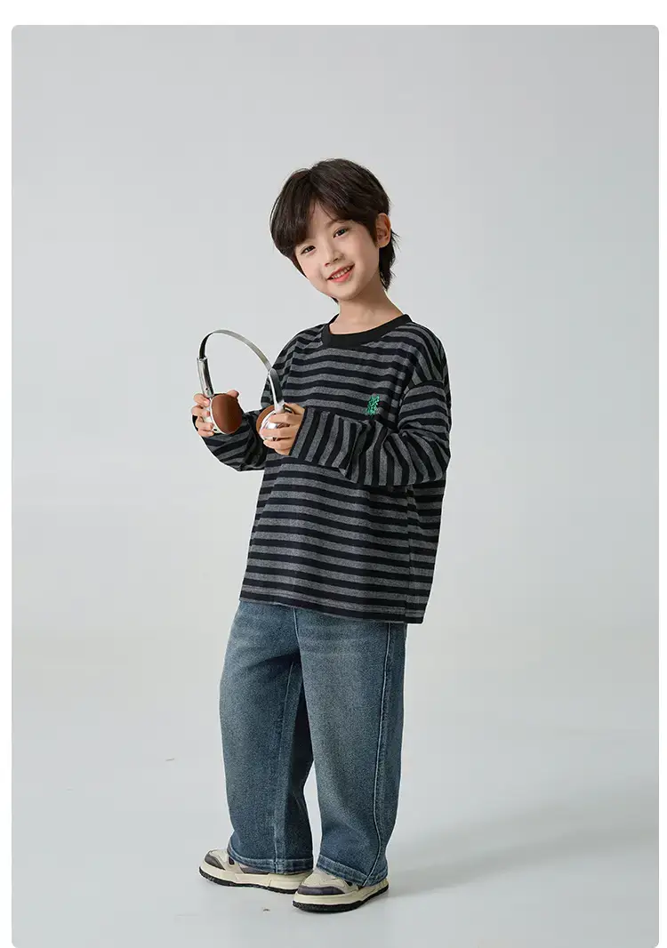 Kids Striped Long Sleeve T-Shirt Boys 2026 Spring Outfit — feature 11