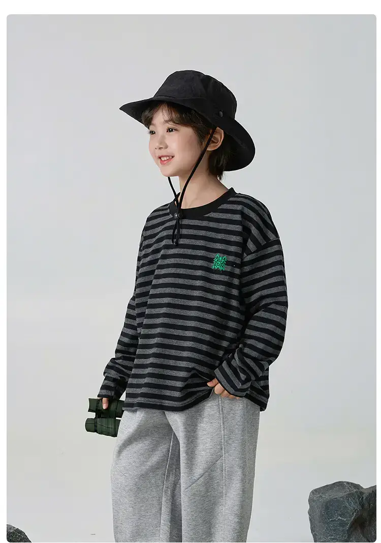 Kids Striped Long Sleeve T-Shirt Boys 2026 Spring Outfit — feature 9