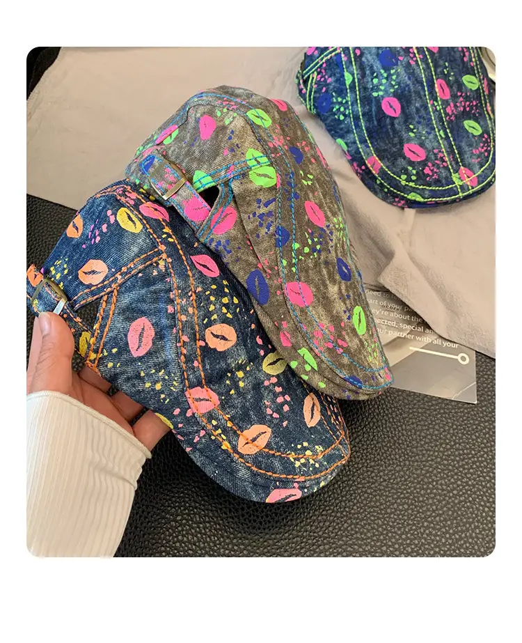Summer Denim Graphic Cap Forward College Student Style — feature 11